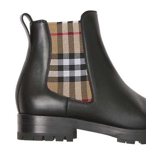 burberry archival check wool boots|burberry chelsea boots.